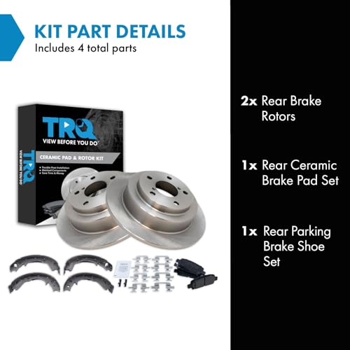 Image of TRQ Rear Brake Pad and Rotor Set Ceramic Parking Shoe Compatible with 1998-2003 Subaru Forester 1999-2003 Impreza