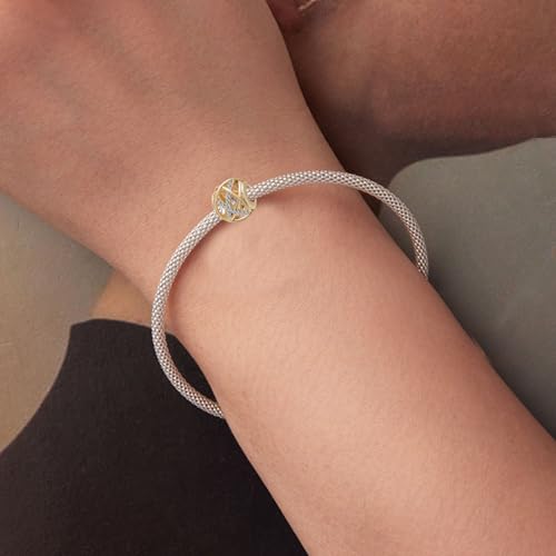 Galaxy 925 Sterling Silver Openwork Charm With Clear CZ Flower for Pandora Bracelet - Anniversary and Love3