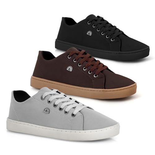 Kit 3 Tênis Casual Masculino Polo State Rockie V3 (Preto/Cafe/Cinza, BR, Adulto, Numérico, 42)