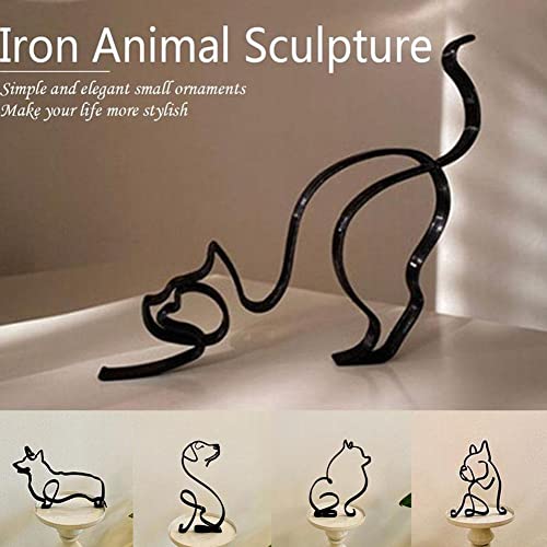 Pulunto Metal Dog Minimalist Art Sculpture Wall Decor, Abstract Metal Wire Geometric Dog Line Drawing Art Statue Shelf Sitter Home Wall Tabletop Ornament #TOP3