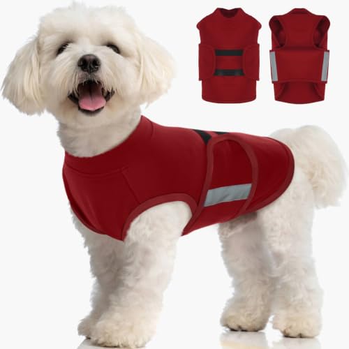 Image of MIGOHI Dog Anxiety Relief Coat,Comfort Anxiety Vest for Dogs,Adjustable Dog Anxiety Calming Wrap for Fireworks,Travel,Separation,Anxiety Jacket for Small Dogs,S,Rosy-Red