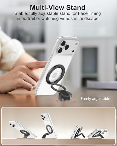 Image of Phone Grip for Magsafe Two-Sided Magnetic iPhone Stand with Kickstand Foldable Finger Ring Loop Compatible with Magsafe Accessories for Apple 17e 17 Pro Max 17 Air 16e 16 Plus 15 Pro 14 13 12 Mini