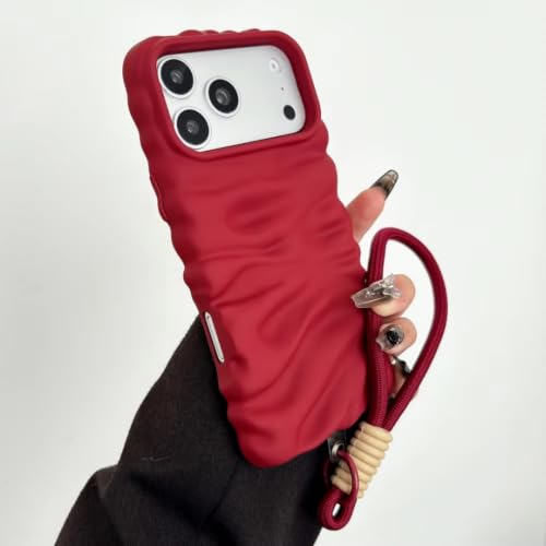 Coque iPhone 16 antichoc à cordon réglable et texture mate rouge Ankora