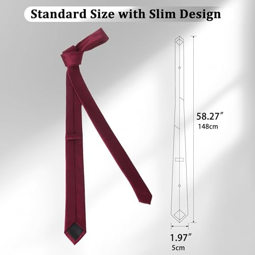 Image of Landisun Black Tie Men Women Solid Skinny Ties Slim Ties Satin Tie