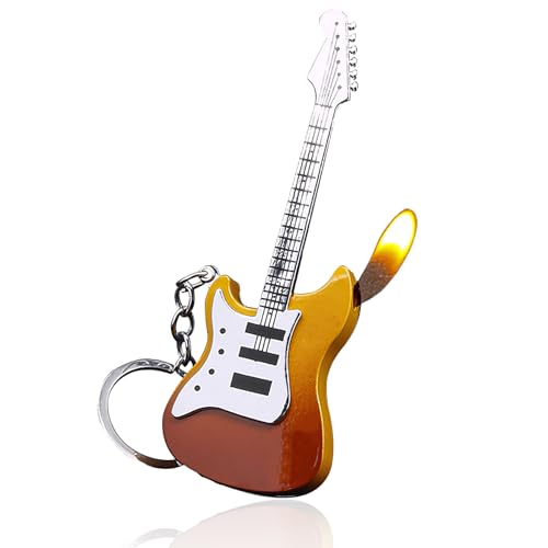 Encendedor llavero metálico vintage guitarra recargable miniatura 1
