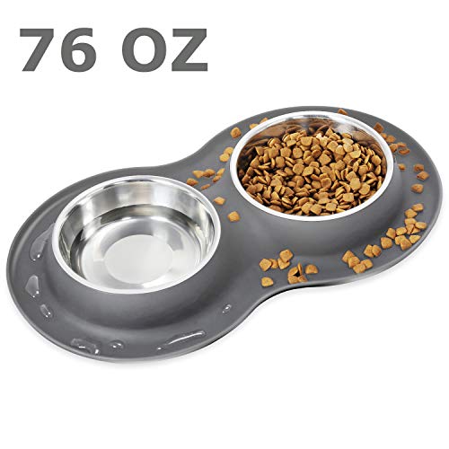 Kulmeo Dog Food Bowl Stainless Steel Dog Food and Water Bowls with Non