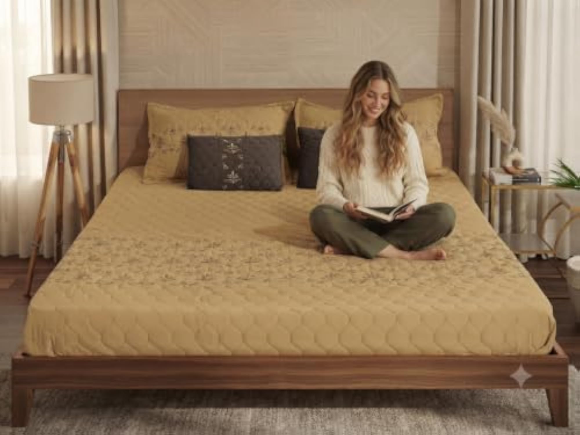 Luxury Mustard 5 Piece Bed Cover Set for King Size Double Bed