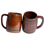 TNCANJU Wooden Beer Mugs Set of 2, 12 oz Jujube Wood Cups and Beer Steins | Two 12 oz jujube wood mugs with vintage barrel styling for beer, cider, camping, rustic parties and gifts. Hand wash only.