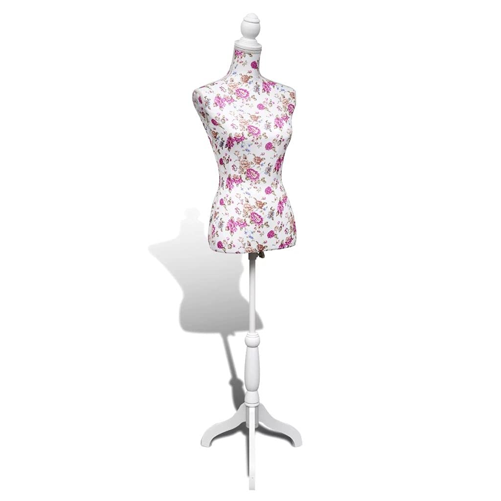 Tidyard Catherinol Buste de Couture Femme Coton Blanc Motifs à Rosiers Mannequin Féminin