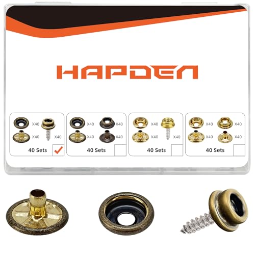 160 Pcs Snap Buttons, Snap Fasteners Kit 15mm Stainless Steel Snaps Marine Grade Boat Canvas Snaps, 3/8" Socket Metal Snap for Clothing Leather Boat Cover Fabric (Bronze)