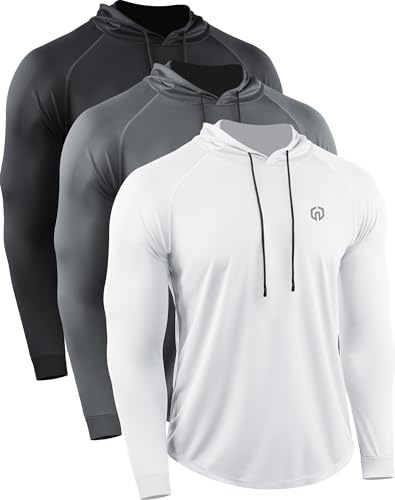 NELEUS Men's Dry Fit Athletic Shirt Workout Running Long Sleeve Shirts with Hoods
