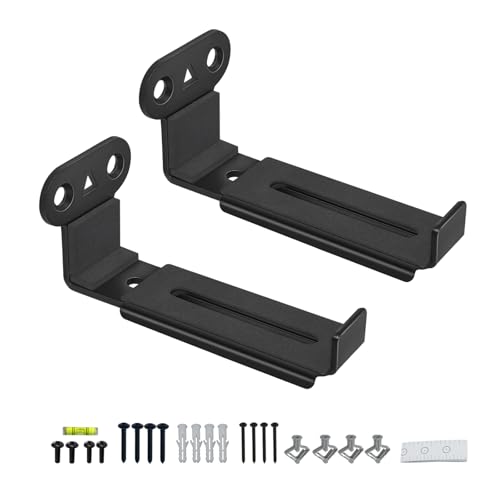 DAGCUXIN Soundbar Wall Mount Bracket All Metal Soundbar Bracket Under TV for Sonos Samsung Bose Vizio LG Sony JBL and More Depth Adjustable 3.7-6.3 Hold up to 30 lbs DX-118 2 Packs Black