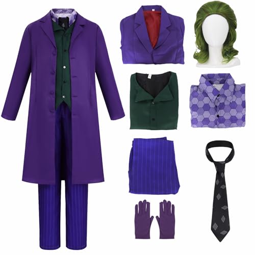 KFVZIU 8pcs Adult Halloween Costume Set for Mens Purple Costume for Role Cosplay Cute Soft Costume for Halloween Party KF023XL