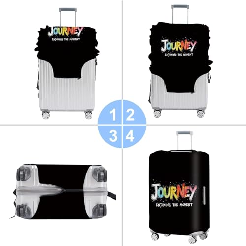 Image of Colorful Journey Luggage Cover - Elastic Space-Themed Travel Suitcase Protector with Wheels, 'Enjoying the Moment' Design,XL