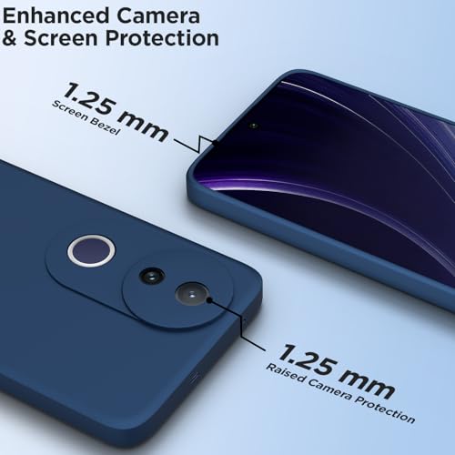 Image of Outlouders Back Cover for Vivo T4R 5G / Vivo V50e 5G / Vivo V50 5G | Camera Protection | Durable Soft Matte Silicone Bumper Case (Blue)