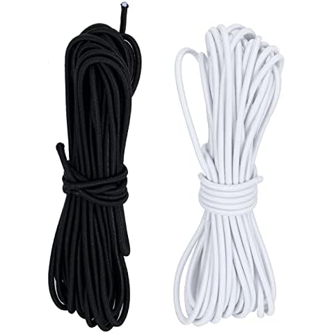 AKHTART 2Pcs 2mm Black & White Elastic Cord Cover