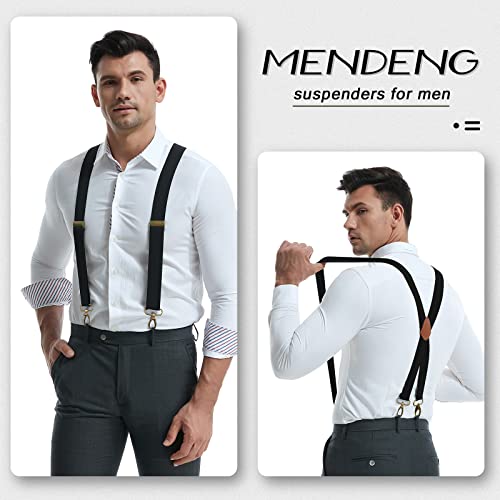 Image of MENDENG Suspenders for Men Heavy Duty Swivel Hooks Retro X-Back Adjustable Brace