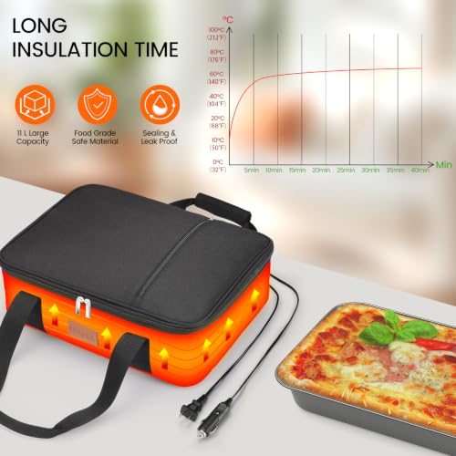 Image of Food Warmer Electric Casserole Carrier - Large Heated Lunch Bag for Car Truck,12V /24V /110V,Thermos for hot Food for Potluck Cookouts Parties Picnic,Lasagna Lugger,Fits 9 inchx13 inch Baking Pan (Black)