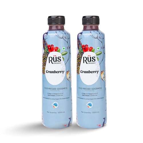 Image of Rus Organic Apple Cranberry Juice | Cranberry & Apple Juice | Natural & Cold-Pressed | Pack of 2 (1000ml Each) | Refreshing Sugar Free Drinks | No Preservatives | Rich in Antioxidants