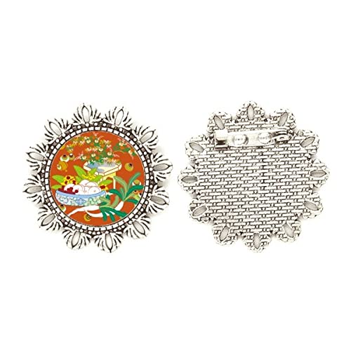 Broche de plata con diseño de flores medianas para solapa