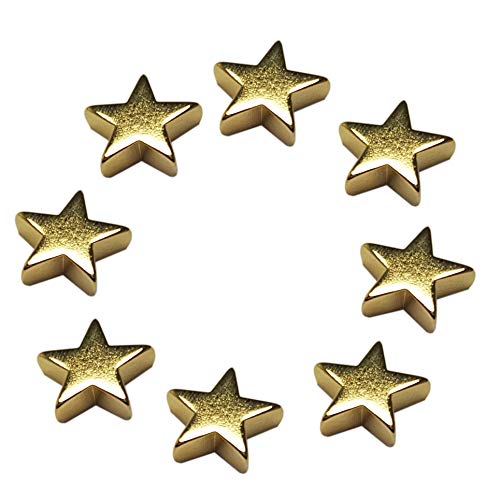 | 8 sehr starke Gold Neodym Magnetsterne | Ø13 mm 4 mm hoch | vergoldete Magnete in Sternform aus extrastarkem NdFeB | für Pinnwand