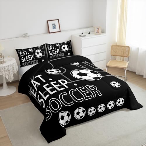 Image of Feelyou Toddle Size Soccer Comforter Set Bedding 2Pcs for Kids Teens