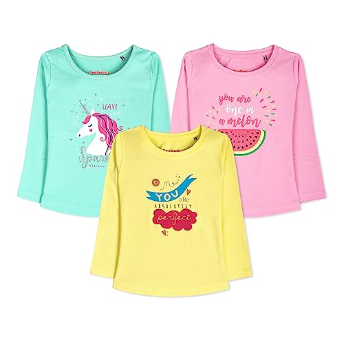 Image of Real Basics Girls Regular Fit Full Sleeves Tshirt (Pack of 3)