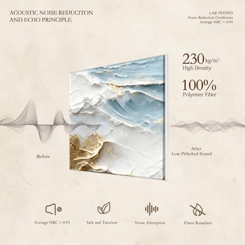 Image of JBER Acoustical Wall Panels 47.2 inch x 27 inch, Art Acoustic Panels, Gilded Surf