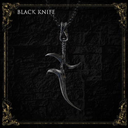 LovingLuLu Elden Ring Melina's Weapon Black Knife figure Necklace Pendant (Cupronickel with Copper ring buckle)