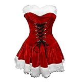 bslingerie Red Christmas Santa Girl Women Full Costume (XL, Red)