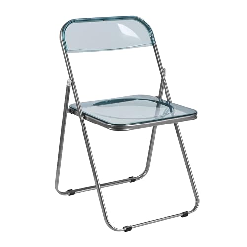 VECELO 折りたたみチェア 透明 折り畳み 背もたれ 軽量 持ち運び 完成品 会議 ワーク イベント 座面高46cm 耐荷重100kg アクリル グリーン