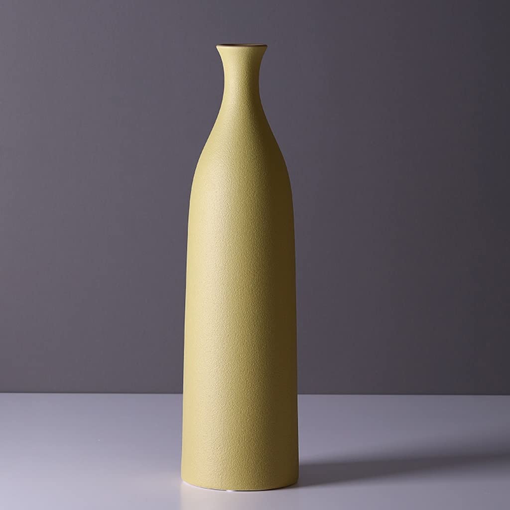 vaso Vaso decorativo moderno con motivo geometrico Vaso in ceramica gialla Decorazione per casa e ufficio Vaso in porcellana (AL