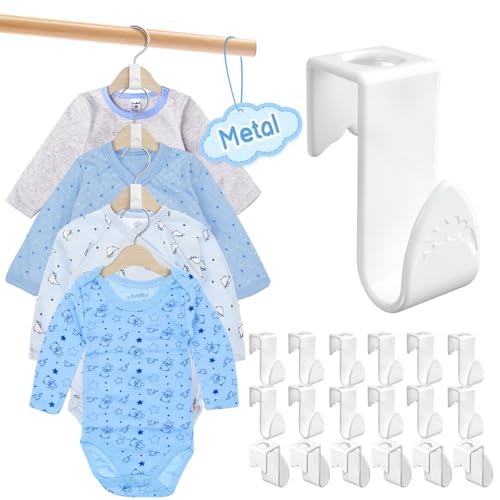 Image of 4our Kiddies Baby Hangers Space Saving(18 Pcs), Heavy Duty Metal Kids Closet Clothes Organizer for Nursery, Connector Hooks for Girl Boy Toddler Child Clothes, Fit Most Hangers