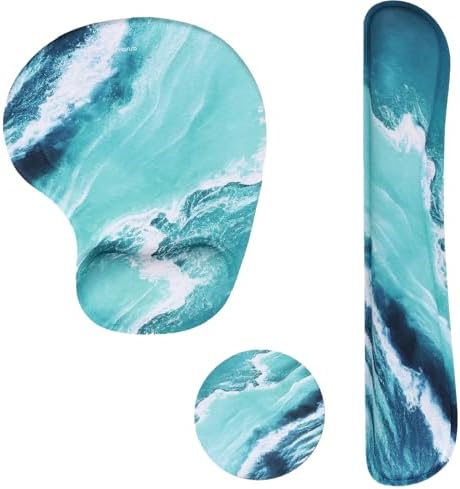 MOSISO Wrist Rest Support For Mouse Pad&Keyboard Set, Circle Curved Ergonomic Mousepad&Coaster Non-Slip Base Home/Office Pain Relief&Easy Typing Pad With Soft Cloth&Silicone Lining, Olive Green - View #6