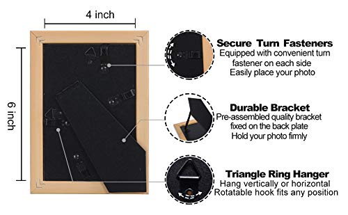 Violabbey 4X6 Picture Frames Set Of 4, Colorful Photo Frame Of Modern Style, High Definition Tempered Real Glass, Wall Mounted Or Tabletop Display (Blue+Light Blue+Orange+Apricot) #TOP2