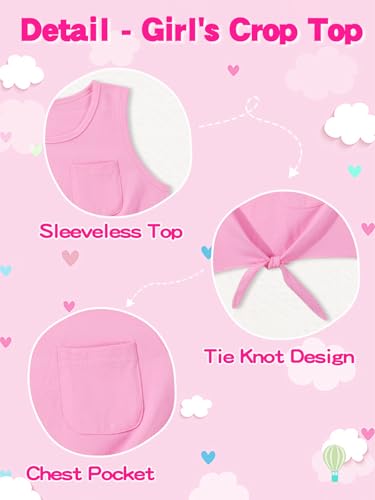 Image of Girls 2-Piece Summer Short Set, Textured Striped Crewneck T-Shirt and Casual Outfit for 5-14 Years