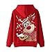 Pull de Noël à capuche pour femme - Motif renne de renne - Just Hanging, rouge, xxl, Remarque : nous vous suggérons d'acheter une taille au-dessus de la taille que nous indiquons.