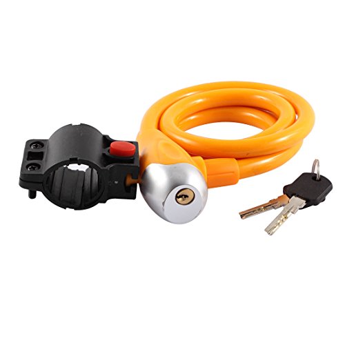 Aexit 1.2m Length Bike Locks Bicycle Safeguard Steel Wire Inside Locking Lock Yellow w U-Locks 2 Key