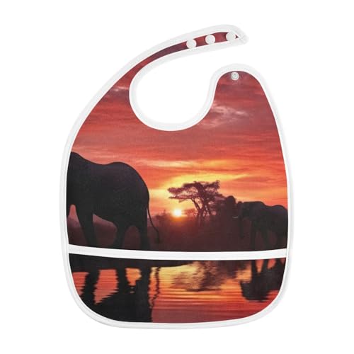 Baby Bibs for Boy and Girls 5 Pack Cotton Adjustable Newborn Bibs for Drooling & Teething, Elephants
