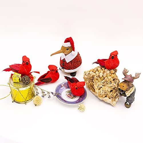 Berfutall-Cardinal Clip On Christmas Tree Ornament Decorations - Red Feathers Set of 12 Pieces Each is 2.8" Lon(A) - Image 2