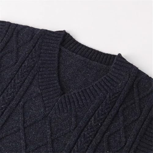 Men Wool Knit Sleeveless Sweater Pullover Tops for Winter Pocket England Style V Neck Vest4