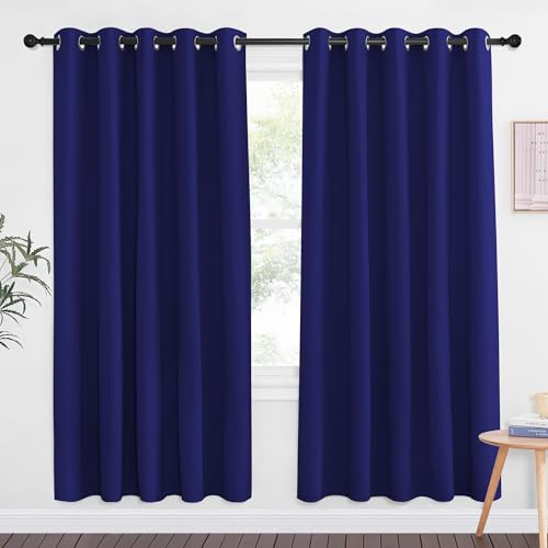 NICETOWN Navy Blue Blackout Curtains for Bedroom 72 Inches Long, Thermal Insulated Room Darkening Grommet Window Curtains for Living Room Nursery, 66 inch x 72 inche, 1 Panel
