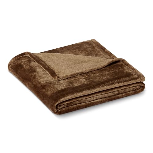 Amazon Basics Fleecedecke, Weiche Flauschige Kuscheldecke, Warme Wohndecke für Couch & Sofa, 127 x 152 cm, Braun