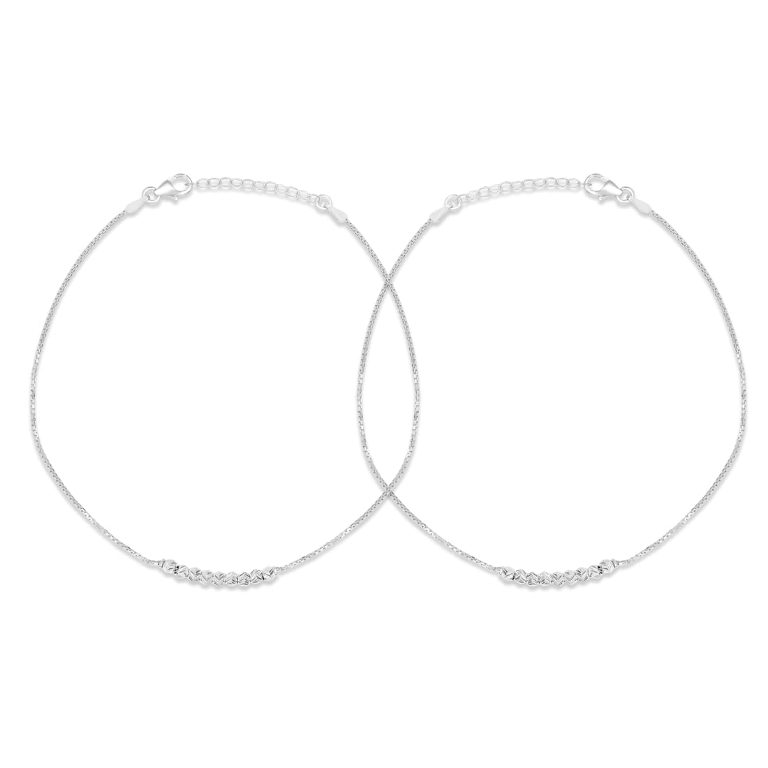ZAVYA 925 Sterling Silver Haze Rhodium Plated Womens Elegant Anklet (Pair) | Gift for Women and Girls | With Certificate of Authenticity and 925 Hallmark (B0D9JMT4LG) Amazon Price History, Amazon Price Tracker