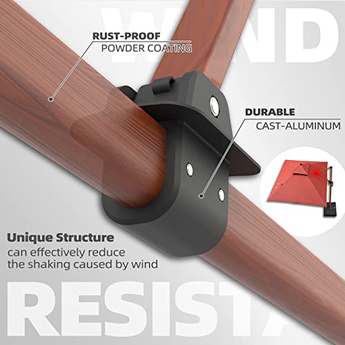 Purple Leaf 9' X 12' Double Top Deluxe Wood Pattern Rectangle Patio Umbrella Offset Hanging Umbrella Outdoor Market Umbrella Garden Umbrella, Brick Red #TOP4