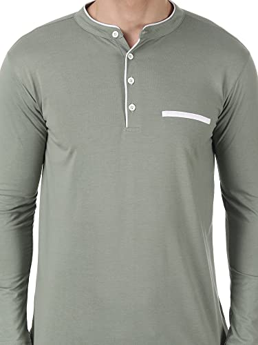 Image of YEZI Cmbo Pack of 2 Full Sleeve Mandarin Collar T-Shirt for Men