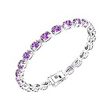 Belinda Jewelz Amethyst Tennis Bracelet Gift for Women Classic Jewellery 925 Sterling Silver Oval Ge