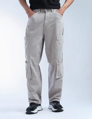 Image of Flying Machine Men's Loose Fit Jeans| Solid | Mid Rise | Stretchable | Jeans for Man