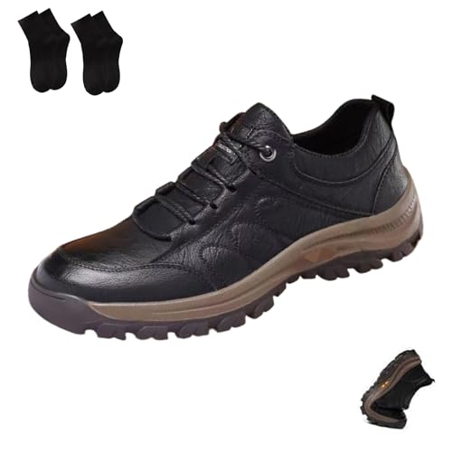 Men's Casual Leather Handmade Non-Slip Arch Support Loafers, Men’s Lace Up Casual Fashion Non-Slip Microfiber Leather Shoes