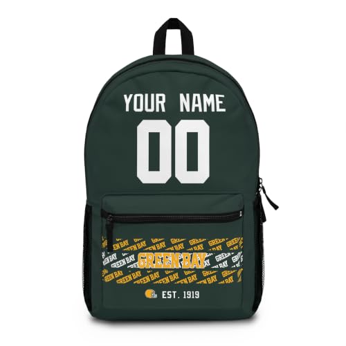 Image of Green Bay School Backpack Custom Gifts for Boys Girls Teens | Custom Name and Number Personalized Bookbag